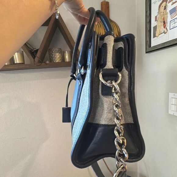 MK Michael Kors CENTER STRIPE COLOR BLOCK BLUE EAST WEST Hamilton SATCHEL PURSE - Picture 5 of 6